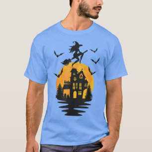 Camiseta Dia de as Bruxas engraçado Bruxa Voadora Vassoura