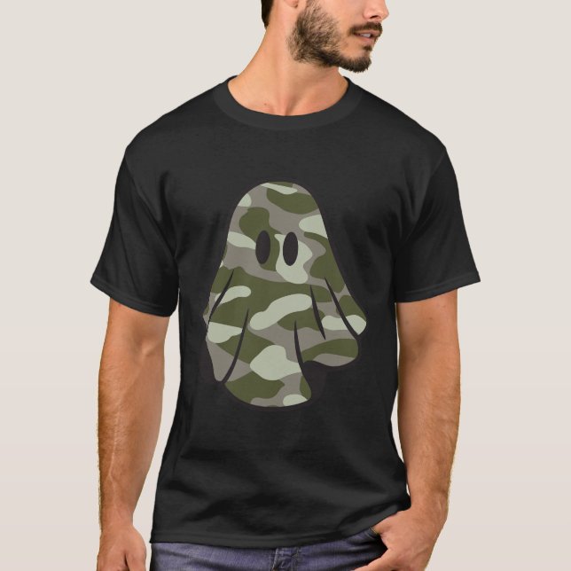 Camiseta Dia de as Bruxas engraçado Camouflage Camo Ghost H (Frente)