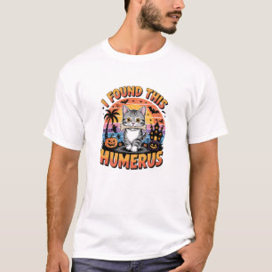 Camiseta Dia de as Bruxas engraçado Cat Pun Skeleton Bone H