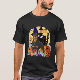 Camiseta Dia de as Bruxas engraçado Corgi Witch Bat Pumpkin