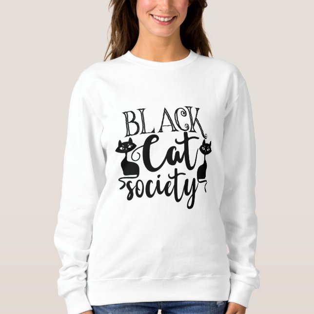 Camiseta Dia de as Bruxas engraçado da Black Cat Society (Frente)