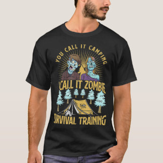Camiseta Dia de as Bruxas engraçado de acampamento Zombie S