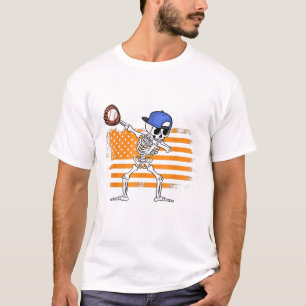 Camiseta Dia de as Bruxas engraçado De Basebol De Esquelet