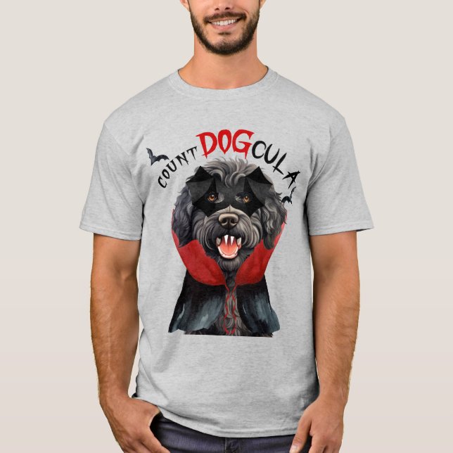 Camiseta Dia de as Bruxas engraçado de Cachorro Vampiro (Frente)