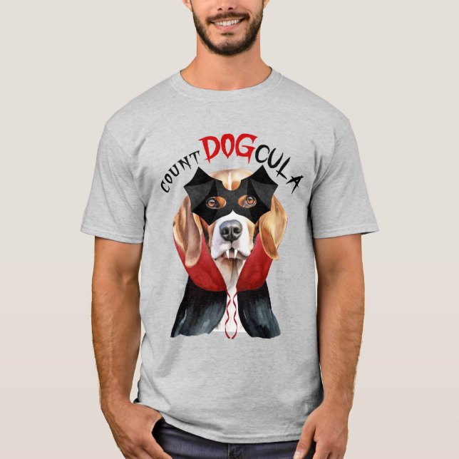 Camiseta Dia de as Bruxas engraçado de Cão Vampiro Beagle (Frente)
