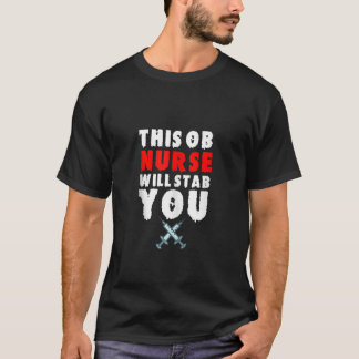 Camiseta Dia de as Bruxas engraçado De Enfermeira OB Esfaqu