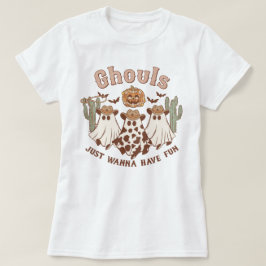 Camiseta Dia de as Bruxas engraçado de Ghouls de Cowgirl do