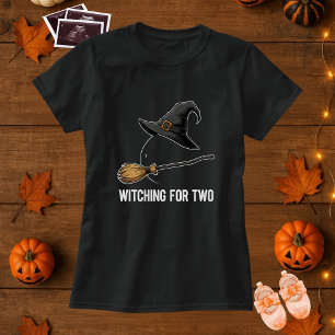 Camiseta Dia de as Bruxas engraçado De Gravidez Com Dois