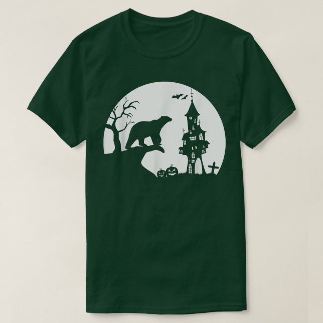 Camiseta Dia de as Bruxas engraçado de Lua de Silhuette de  (Frente do Design)