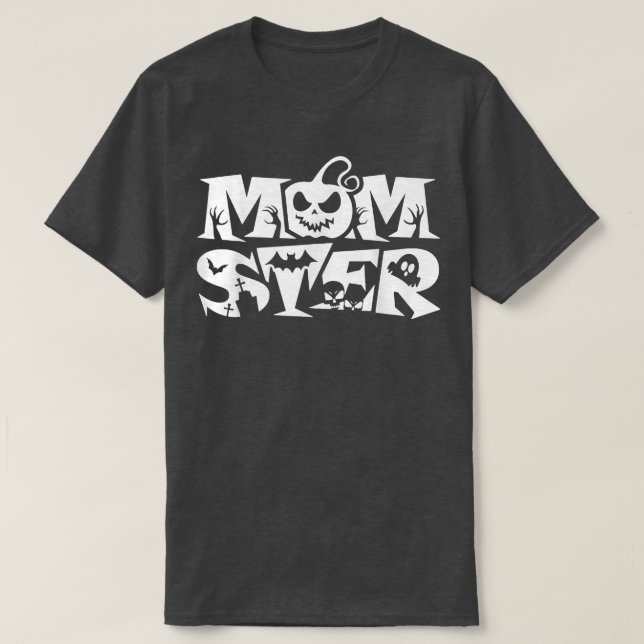 Camiseta Dia de as Bruxas engraçado de Monstro da Mãe Mamãe (Frente do Design)