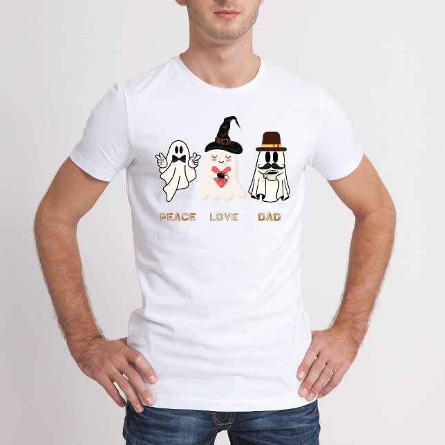 Camiseta Dia de as Bruxas engraçado de Pai Peace Love (Peace Love Dad Funny Halloween T-Shirt)