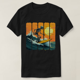 Camiseta Dia de as Bruxas engraçado de Surfer Vintage Skele