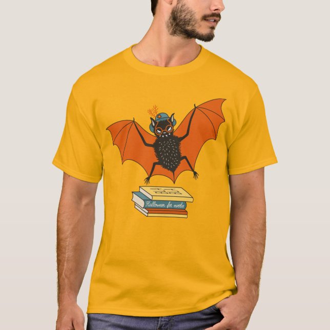 Camiseta Dia de as Bruxas engraçado do Bat Book Lover (Frente)