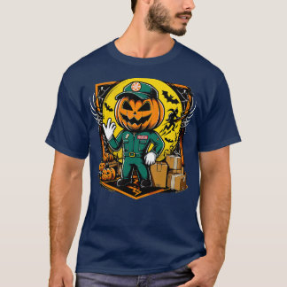 Camiseta Dia de as Bruxas engraçado do Spooky Logistics Man