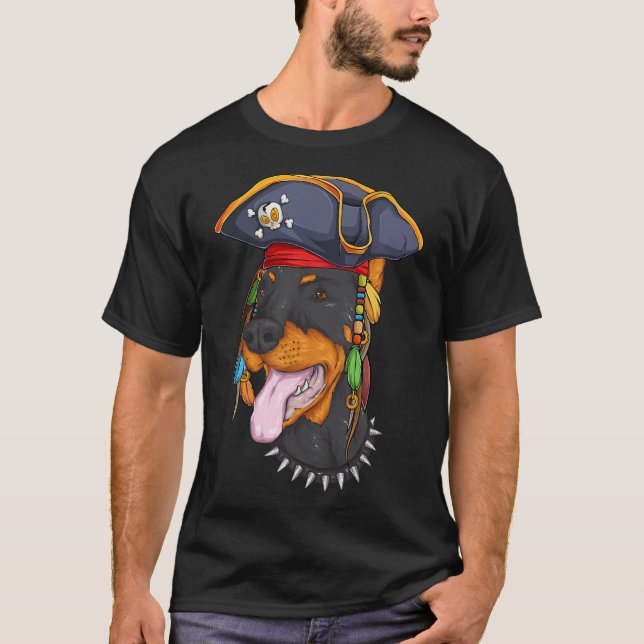 Camiseta Dia de as Bruxas engraçado Doberman Costume Scary  (Frente)