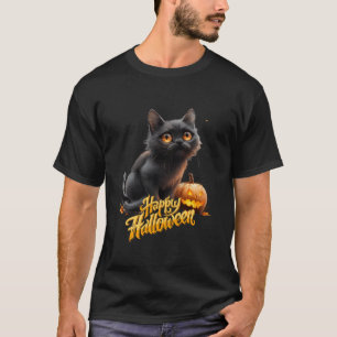 Camiseta Dia de as Bruxas engraçado Feliz Halloween Gato T 