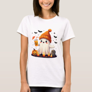 Camiseta Dia de as Bruxas engraçado Ghost Ghost Gice Coffee