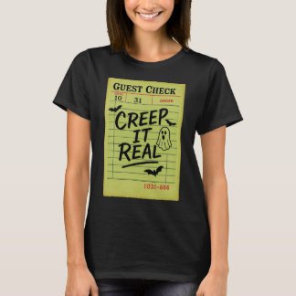 Camiseta Dia de as Bruxas engraçado Guest Check Creep It Re