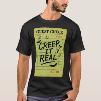 Camiseta Dia de as Bruxas engraçado Guest Check Creep It Re