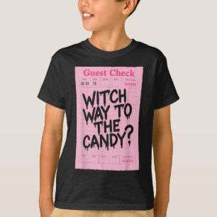 Camiseta Dia de as Bruxas engraçado Guest Check Witch Way T