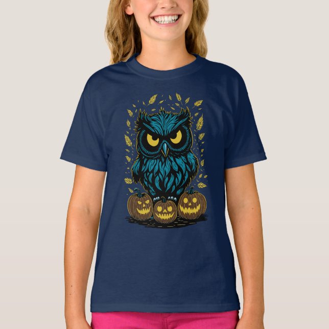 Camiseta Dia de as Bruxas engraçado Owl (Frente)