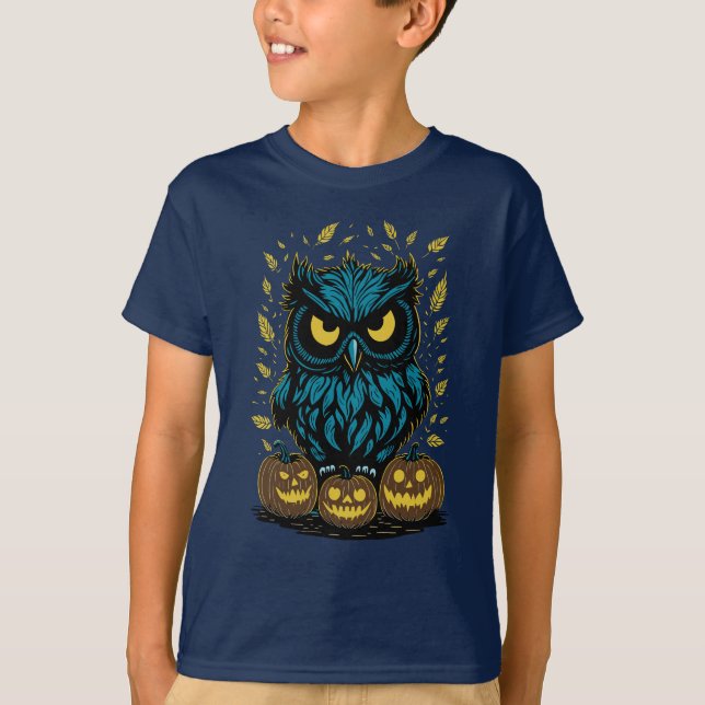 Camiseta Dia de as Bruxas engraçado Owl (Frente)