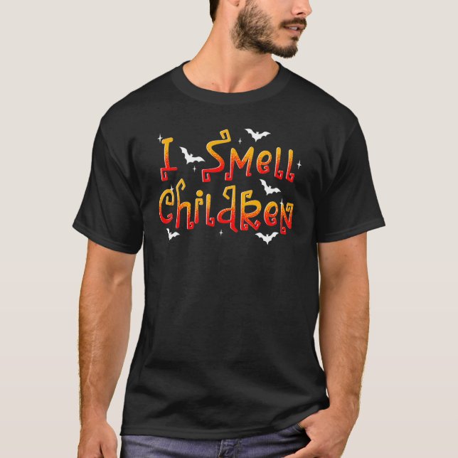 Camiseta Dia de as Bruxas engraçado Pun I Cheira Crianças (Frente)