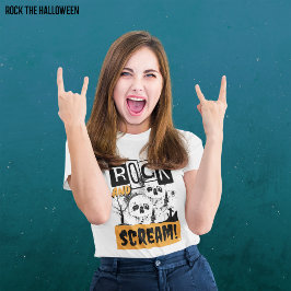Camiseta Dia de as Bruxas engraçado Rock and gritar