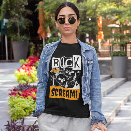 Camiseta Dia de as Bruxas engraçado Rock and gritar