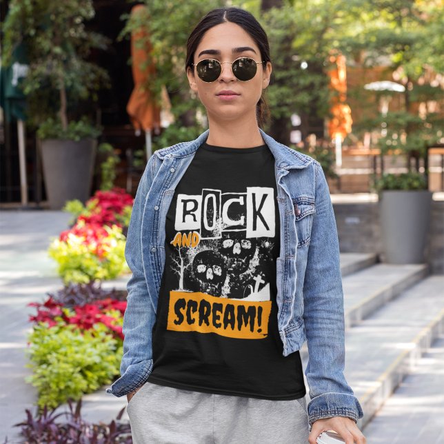 Camiseta Dia de as Bruxas engraçado Rock and gritar (Criador carregado)