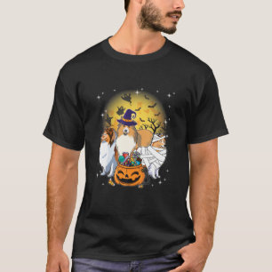 Camiseta Dia de as Bruxas engraçado Sheltie Witch Pumpkin 