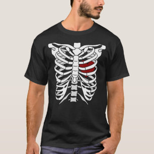 Camiseta Dia de as Bruxas engraçado Skeleton Heart Cage X-R