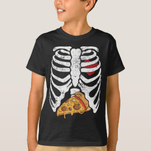 Camiseta Dia de as Bruxas engraçado Skeleton Rib Cage Pizza
