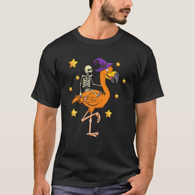 Camiseta Dia de as Bruxas engraçado Skeleton Riding Flaming (Frente)