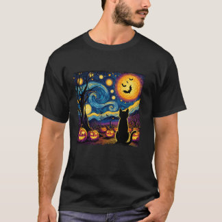 Camiseta Dia de as Bruxas engraçado Van Gogh Starry Night B