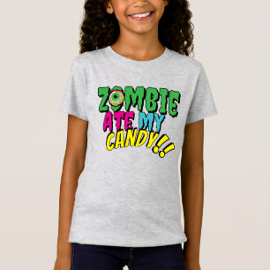 Camiseta Dia de as Bruxas engraçado "Zombie Ate My Candy"