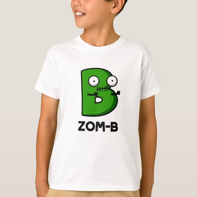 Camiseta Dia de as Bruxas engraçado Zombie-b, alfabeto B (Frente)