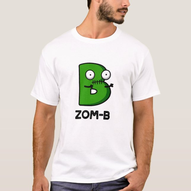 Camiseta Dia de as Bruxas engraçado Zombie-b, alfabeto B (Frente)