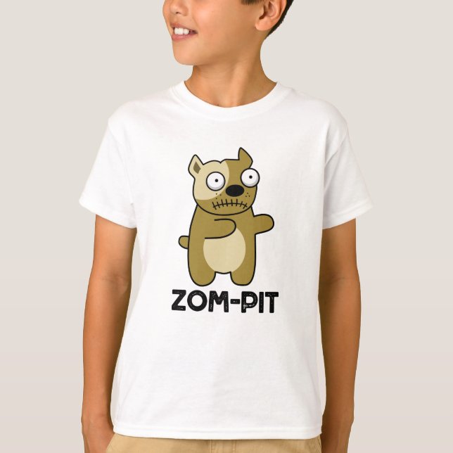 Camiseta Dia de as Bruxas engraçado Zombie Pit Bull Pun (Frente)