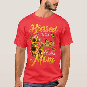 Camiseta Dia de as mães Abençoado Ser Chamado Mãe Sunflower