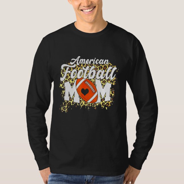 Camiseta Dia de as mães Americano de Futebol da Mãe Leopard (Frente)