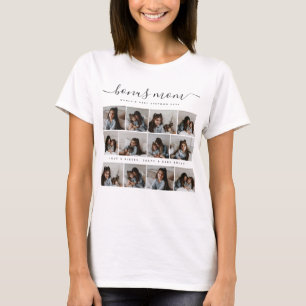 Camiseta Dia de as mães Branco da Colagem de Fotos Única Bô