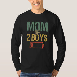 Camiseta Dia de as mães Cansado Mãe De 2 Rapazes Drenagem D