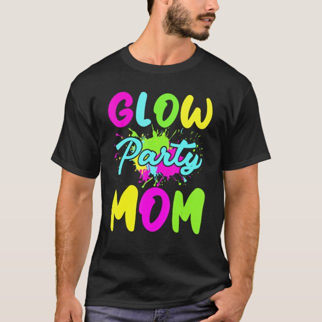 Camiseta Dia de as mães da Festa de Luzes Neon da Mãe de Fe (Frente)