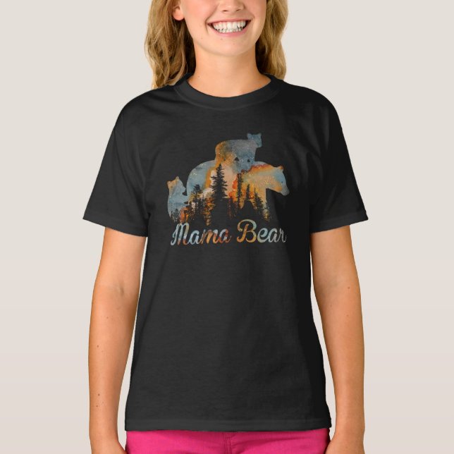 Camiseta Dia de as mães Da Mama Bear E Do Bear Bear (Frente)