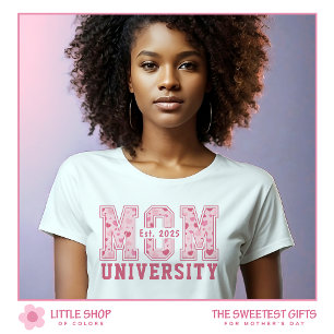 Camiseta Dia de as mães da Universidade Mãe de Corações Ros