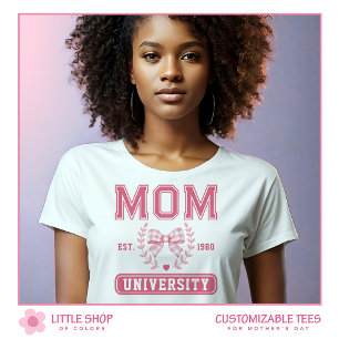Camiseta Dia de as mães de Arco Rosa da Universidade Mãe