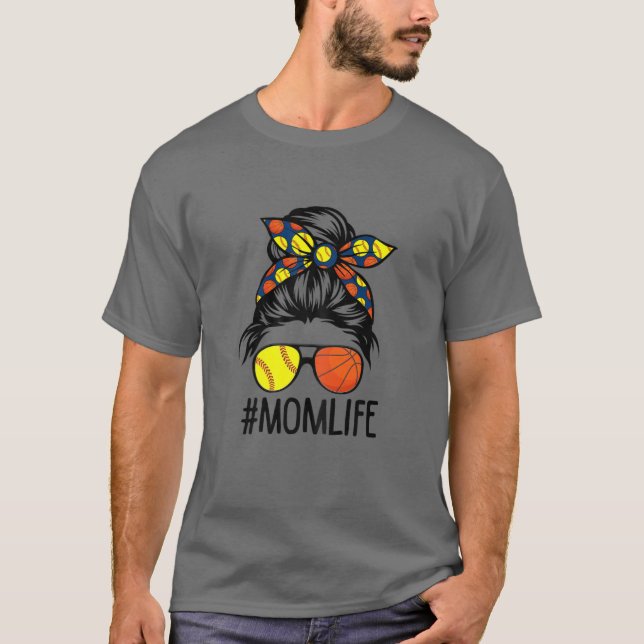Camiseta Dia de as mães de Basquete de Softball com Mães Mo (Frente)