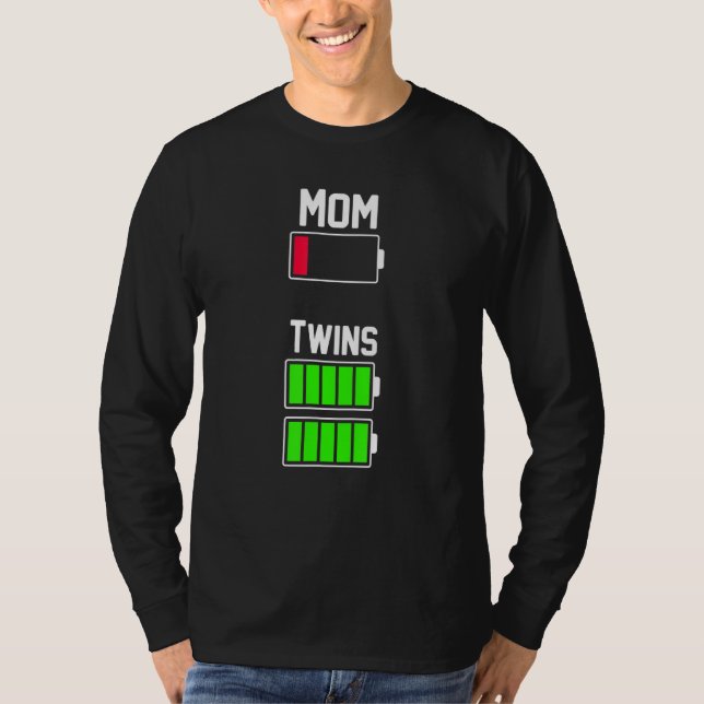 Camiseta Dia de as mães de bateria fraca da mãe gêmea pente (Frente)