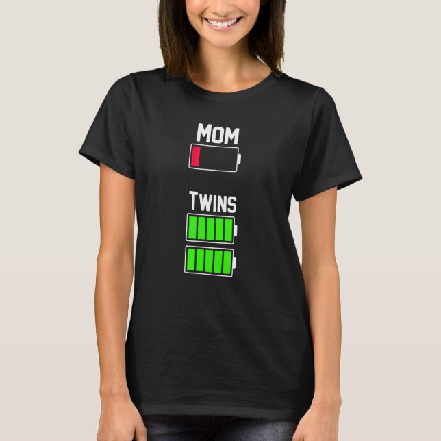 Camiseta Dia de as mães de bateria fraca da mãe gêmea pente (Frente)
